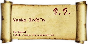 Vasko Irén névjegykártya